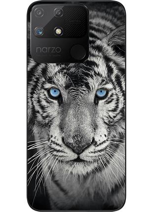 Чехол силиконовый epik для realme narzo 50a с картинкой белый тигр