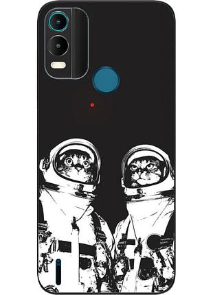 Силиконовый чехол бампер epik для nokia с21 plus с картинкой космонавты коты