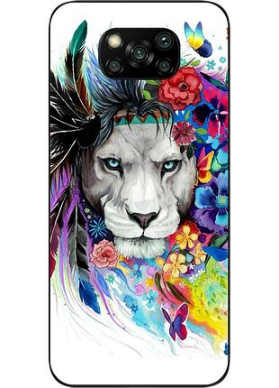 Силиконовый чехол для xiaomi poco x3 с картинкой лев
