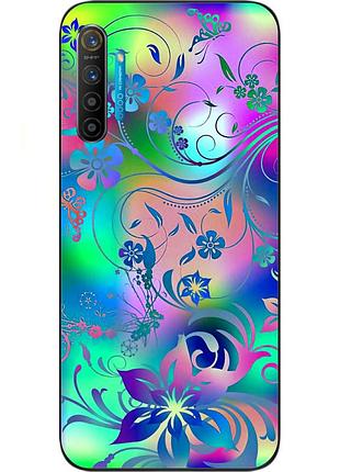 Чехол силиконовый для realme xt с картинкой цветочный узор