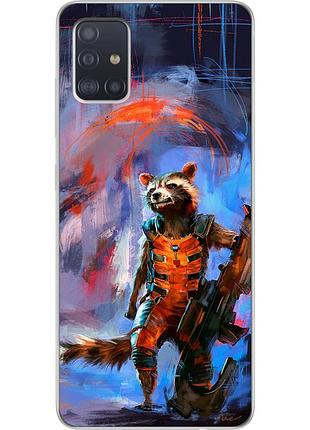 Силіконовий чохол для samsung a51 2020 galaxy a515 з картинкою єнот ракета
