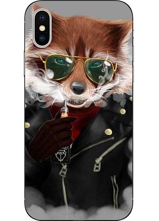 Силиконовый чехол для iphone xs с картинкой крутой енот