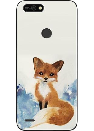 Силиконовый чехол для tecno pop 2f с картинкой лиса