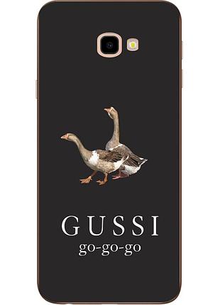 Антибрендовый силіконовий чохол для samsung galaxy j4 plus 2018 gussi go go на чорному тлі
