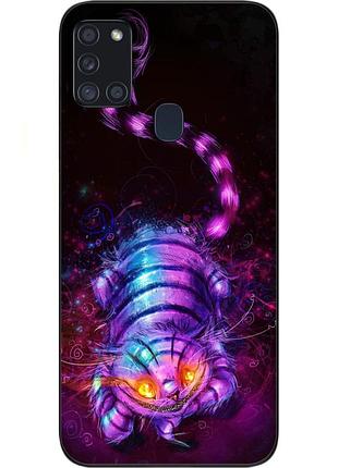 Силиконовый чехол для samsung a21s galaxy a217f с картинкой чеширский кот