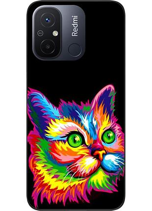 Силиконовый чехол для xiaomi redmi 12c с картинкой яркий кот
