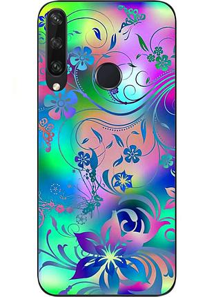 Чохол силіконовий для huawei y6p з картинкою квітковий візерунок