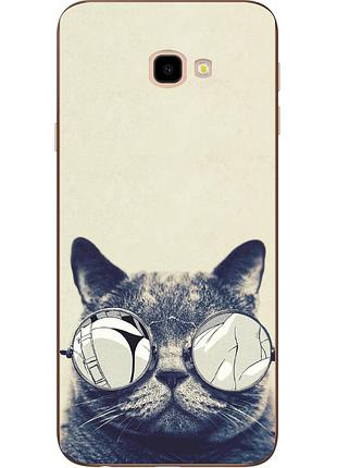 Бампер оригінальний чохол з принтом для samsung galaxy j4 plus 2018 кіт в окулярах