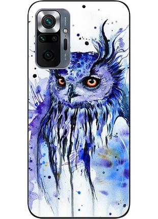 Силиконовый чехол для xiaomi redmi note 10 pro с картинкой сова акварель