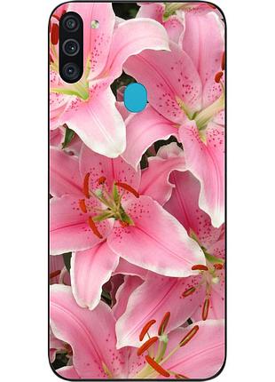 Силиконовый чехол для samsung a11 galaxy a115f с картинкой лилии