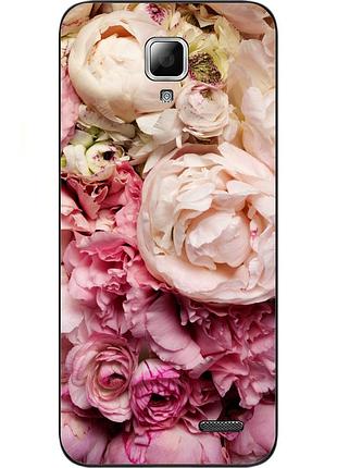Чехол силиконовый для lenovo a536 с картинкой пионы