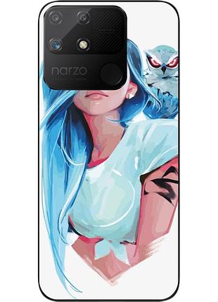 Силіконовий чохол epik для realme narzo 50a з картинкою дівчина із совою