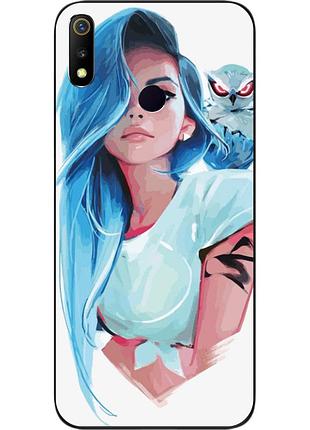 Силіконовий чохол для realme 3 з картинкою дівчина з совою