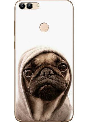 Чехол бампер для huawei p smart с принтом мопс в халате