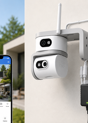 Вулична камера smarthd ai08+ 4g / камера відеоспостереження v380pro / поворотна камера з двома об'єктивами