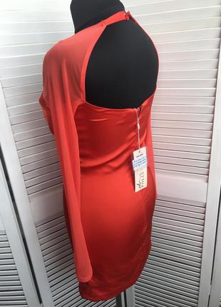 Оранжевое атласное платье с длинными рукавами oh polly3 фото