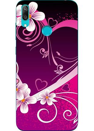 Чохол силіконовий для huawei y7 2019 з картинкою серце
