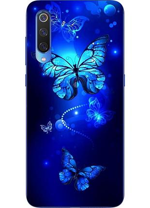 Бампер силіконовий чохол для xiaomi mi 9 з картинкою сині метелики
