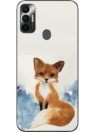Силиконовый чехол для tecno spark 7 с картинкой лиса