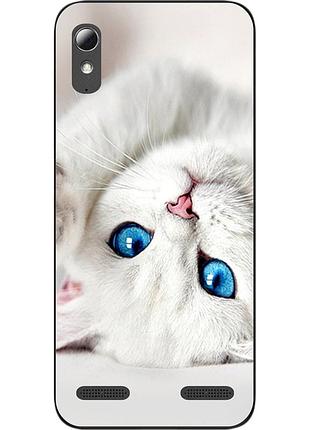 Чохол силіконовий для lenovo a6010 з картинкою білий котик