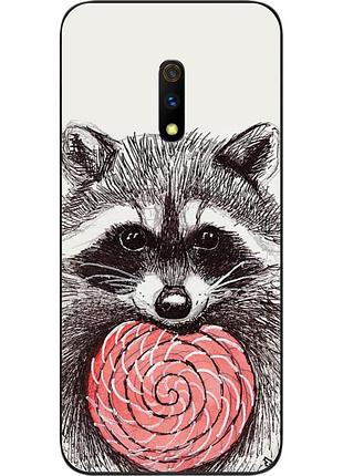 Силиконовый чехол для realme x с картинкой енот