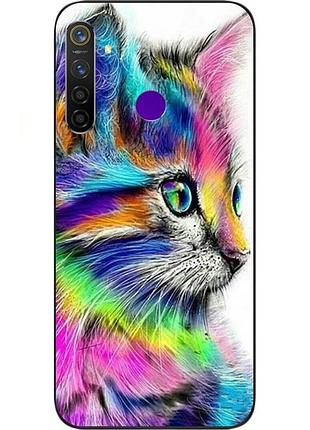 Силіконовий чохол з картинкою для realme 5 pro різнобарвний котик