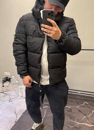 Куртка зимняя stone island, черная