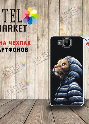 Оригінальний чохол панель накладка для doogee x9 mini з принтом кіт у куртці
