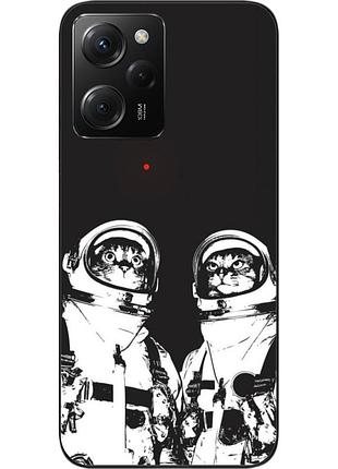 Силиконовый чехол бампер для xiaomi poco x5 pro 5g с картинкой космонавты коты