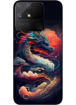 Силиконовый чехол бампер epik для realme narzo 50a с картинкой дракон в облаках