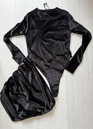 Бархатна чорна сукня boohoo на l