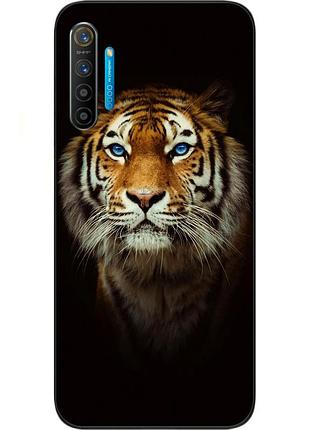 Силіконовий чохол для realme x2 з картинкою тигр на чорному тлі
