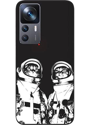 Силиконовый чехол бампер epik для xiaomi 12t / 12t pro с картинкой космонавты коты