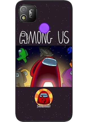 Силиконовый чехол с картинкой для tecno pop 4 among us тихо