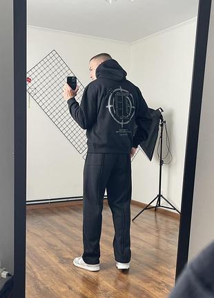 2465 / чорне оверсайз худі black squad oversized d print black hoodie
