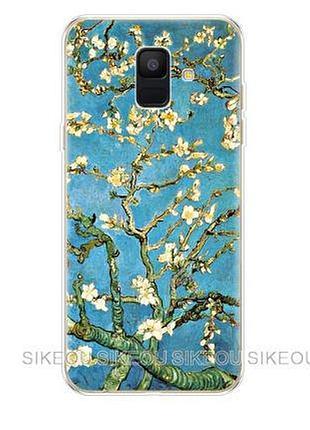 Силіконовий бампер чохол для samsung a600f galaxy a6-2018 з картинкою колір мигдалю