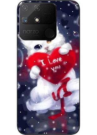 Силіконовий чохол epik для realme narzo 50a з картинкою котик із серцем