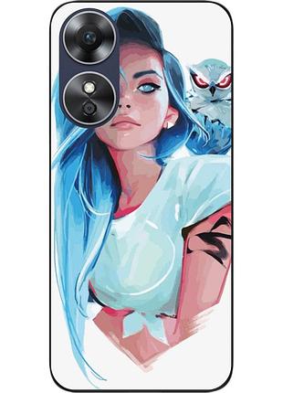 Силиконовый чехол epik для oppo a17 с картинкой девушка с совой