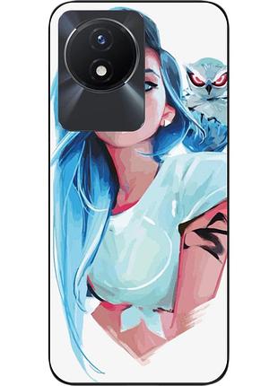 Силиконовый чехол epik для vivo y02 с картинкой девушка с совой