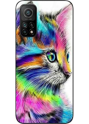 Силіконовий чохол для xiaomi mi 10t з картинкою різнобарвний котик
