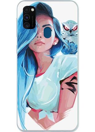 Силиконовый чехол с рисунком для samsung m30s galaxy m307f девушка с совой