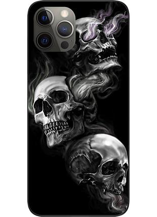 Бампер силиконовый чехол для iphone 12 pro с картинкой три черепа