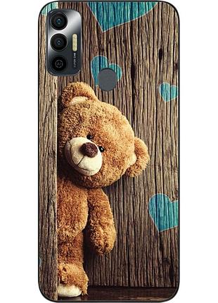 Бампер силиконовый чехол для tecno spark 7 с картинкой мишка