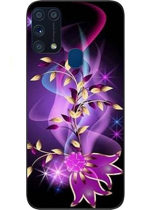 Силиконовый чехол с картинкой для samsung m31 galaxy m315f фиолетовые цветы