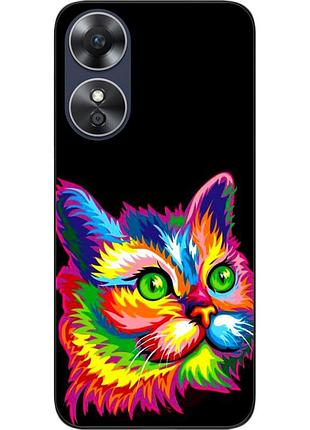 Силиконовый чехол epik для oppo a17 с картинкой яркий кот