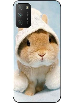 Силиконовый чехол бампер для xiaomi poco m3 с картинкой зайка