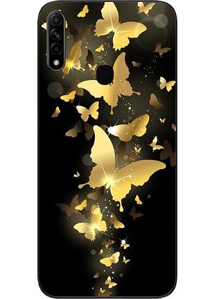 Силиконовый чехол для oppo a31 с картинкой золотые бабочки