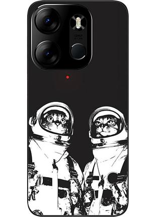 Силиконовый чехол бампер для tecno spark go 2023 bf7 с картинкой космонавты коты