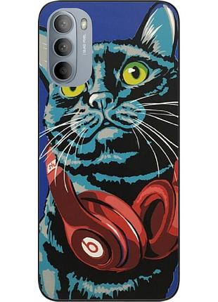 Силіконовий чохол epik для motorola moto g31 з картинкою кіт із навушниками