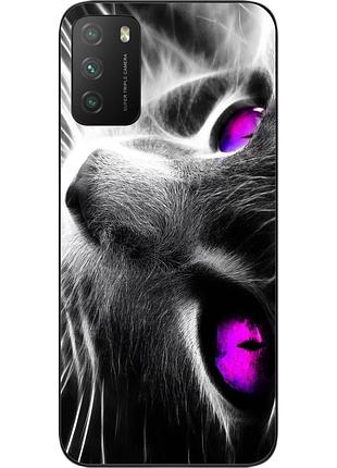 Силиконовый чехол для xiaomi poco m3 с картинкой красивый кот